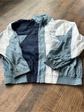 Vintage Nike Colorblock Windbreaker Jacket - Navy, Light Blue & White